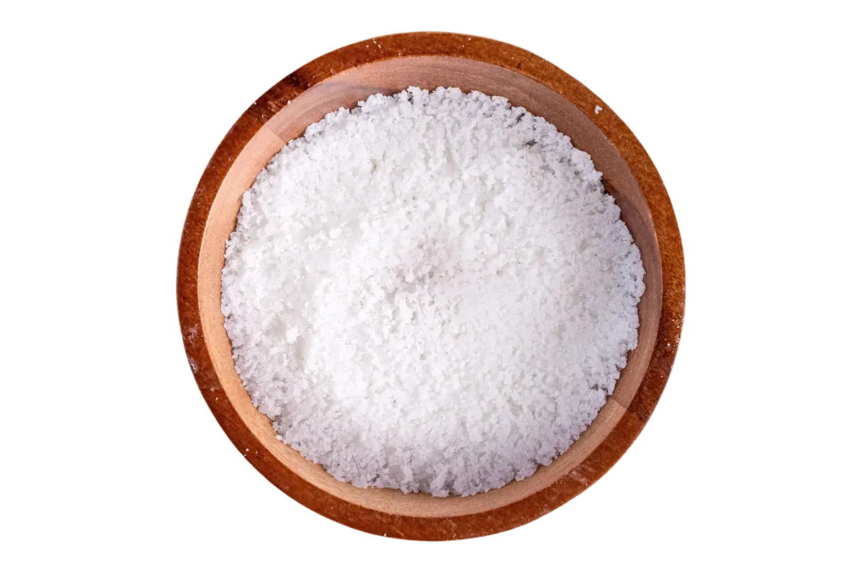 Baja Gold Mineral Sea Salt in a wooden bowl